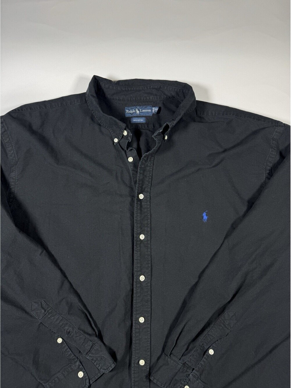 Polo Ralph Lauren Oxford Shirt Mens 3XLT Black Blue Pony Button Down Cotton